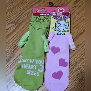Grinch and Cindy Lou Who Crew Socks